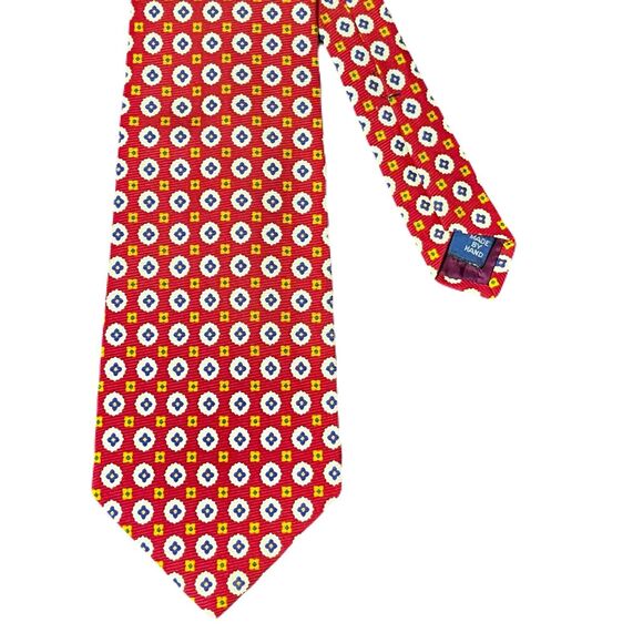 Polo Ralph Lauren Silk Tie Red Geometric Medallion Handmade Made USA Mens - Picture 2 of 6